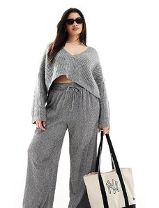 In The Style Plus x Perrie Sian - Pantaloni a fondo ampio testurizzati grigio antracite