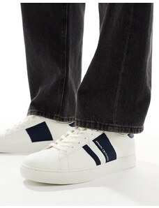 Armani Exchange - Sneakers bianche e blu navy con righe laterali con logo-Bianco