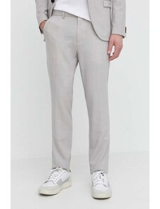 HUGO pantaloni in misto lana colore grigio