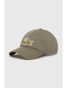 Lacoste berretto da baseball in cotone colore verde con applicazione