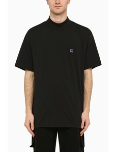 Needles T-shirt con collo rialzato nera con ricamo
