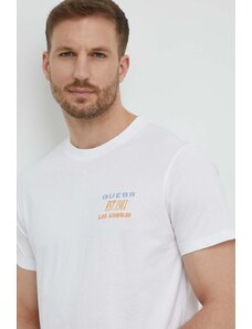 Guess t-shirt in cotone uomo colore bianco con applicazione M4GI30 I3Z14