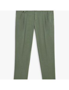 Brooks Brothers Pantalone chino verde militare regular fit in cotone con doppia pince - male Pantaloni casual Militare 30