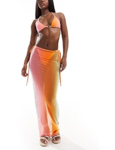 Simmi Clothing Simmi - Gonna a colonna da spiaggia in rete rosa e arancione sfumata in coordinato-Multicolore