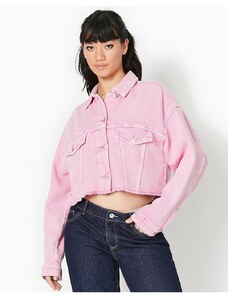 Pimkie - Giacca di jeans corta oversize con bordo grezzo lavaggio rosa