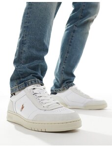 Polo Ralph Lauren - Court - Sneakers sportive in misto camoscio color crema-Bianco