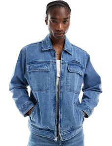 Obey - Giacca di jeans lavaggio indaco chiaro con tasche e zip-Blu