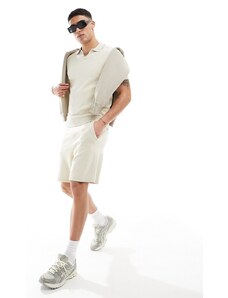 Selected Homme - Pantaloncini in maglia beige in coordinato-Neutro