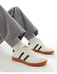 Armani Exchange - Sneakers bianco sporco e nere con doppie righe con logo e suola in gomma
