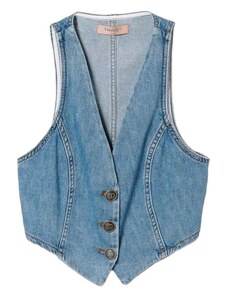 Twin-set Gilet donna fitted in jeans denim chiaro