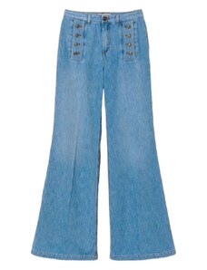 Twin-set Jeans donna flare denim chiaro con bottoni décor