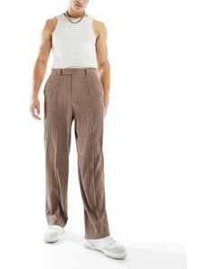 ASOS DESIGN - Pantaloni eleganti a fondo ampio marroni testurizzati-Marrone