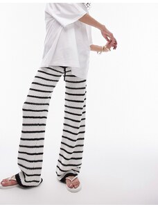Topshop - Pantaloni in maglia a righe bianche e nere-Multicolore