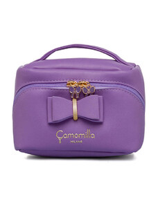 Beauty bag viola lilla da donna con fiocco frontale e manico Camomilla Milano