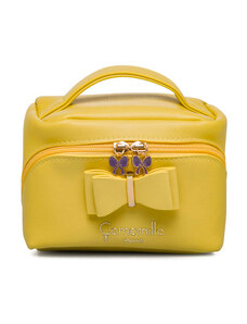 Beauty bag gialla da donna con fiocco frontale e manico Camomilla Milano