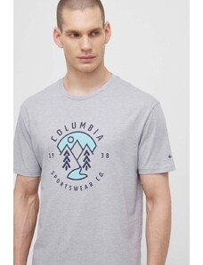 Columbia t-shirt in cotone Rapid Ridge uomo colore grigio 1888813