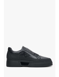 Men's Black Slip-On Sneakers made of Genuine Leather Estro ER00113805