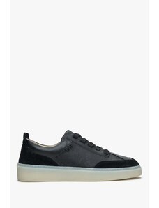 Estro Women's Black Low-Top Sneakers made of Genuine Italian Leather and Velour ER00114892