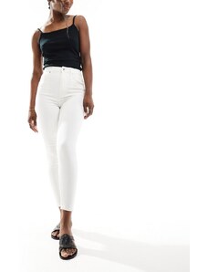 Bershka - Jeans skinny a vita alta bianchi-Bianco