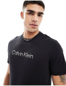 Calvin Klein Jeans - T-shirt nera con logo sfumato-Nero