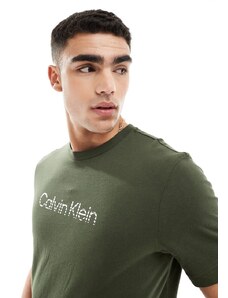 Calvin Klein Jeans - T-shirt verde oliva con logo sfumato