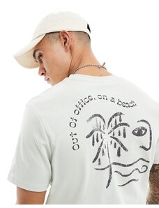 ASOS DESIGN - T-shirt grigia con stampa astratta di spiaggia sulla schiena-Grigio