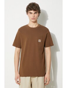 Carhartt WIP t-shirt in cotone S/S Pocket T-Shirt uomo colore marrone I030434.1ZDXX