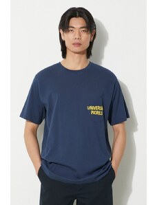 Universal Works t-shirt in cotone Print Pocket Tee uomo colore blu navy 30611.NAVY