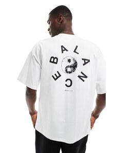 Selected Homme - T-shirt pesante oversize bianca con stampa "Balance" sul retro-Bianco