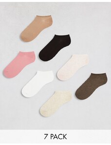 Lindex - Confezione da 7 paia di calzini alla caviglia di vari colori a coste-Multicolore