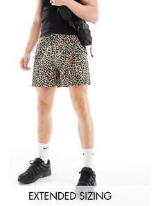 ASOS DESIGN - Pantaloncini taglio corto ampi con vita elasticizzata e stampa leopardata-Marrone