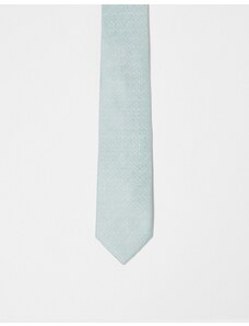 ASOS DESIGN - Cravatta sottile verde salvia con motivo greco