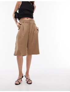 Topshop - Pantaloncini sartoriali color sabbia taglio lungo-Neutro