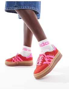 adidas Originals - Gazelle Bold - Sneakers rosse e rosa con suola platform-Multicolore
