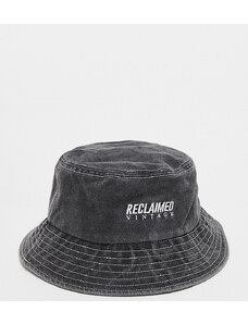 Reclaimed Vintage - Cappello da pescatore unisex nero con logo