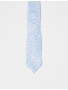 ASOS DESIGN - Cravatta sottile azzurra a fiori-Blu