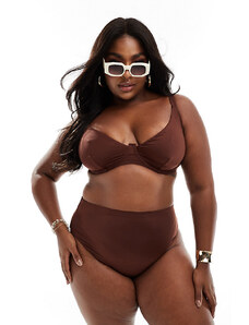 ASOS Curve ASOS DESIGN Curve - Maya - Top bikini con ferretto marrone cioccolato