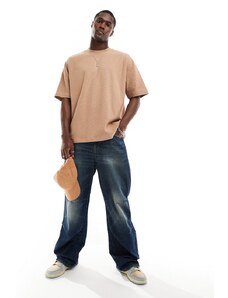 ASOS DESIGN - T-shirt oversize lunga testurizzata marrone