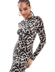 Miss Selfridge - Vestito lungo leopardato-Marrone