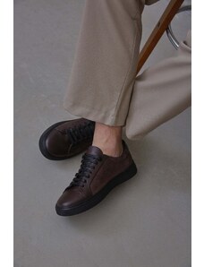 Men's Brown Leather & Velour Sneakers Estro ER00113450