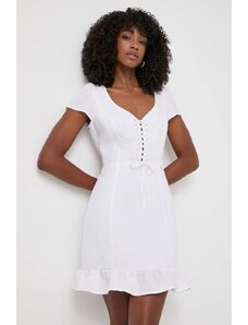 Guess vestito con aggiunta di lino FEDERICA colore bianco W4GK98 WG7B0