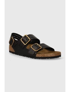 Birkenstock sandali in pelle Milano Bold Gap uomo colore nero 1023622