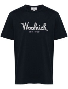 Woolrich T-shirt blu logo ricamato
