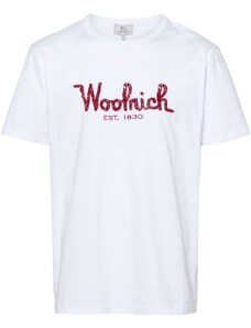 Woolrich T-shirt bianca logo ricamato