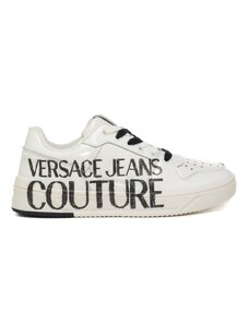Versace Jeans Couture sneakers uomo stringate bianche con maxi logo nero