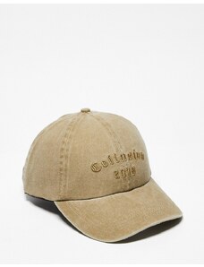 COLLUSION Unisex - Cappellino color pietra slavato con logo stile college tono su tono-Neutro