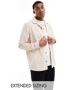 ASOS DESIGN - Camicia giacca a coste rosa chiaro con colletto con rever