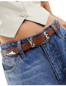 ASOS DESIGN - Cintura da jeans per vita e fianchi color cuoio stile western-Marrone