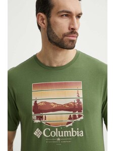 Columbia t-shirt in cotone Path Lake uomo colore verde 1934814 1934814