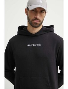 Helly Hansen felpa uomo colore nero con cappuccio con applicazione 53251